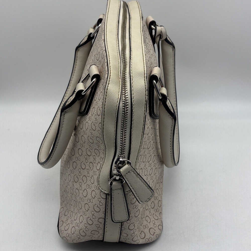 GUESS Logo Satchel Top Handle Bag Zip Closure Detachable Strap - Picture 4 of 16